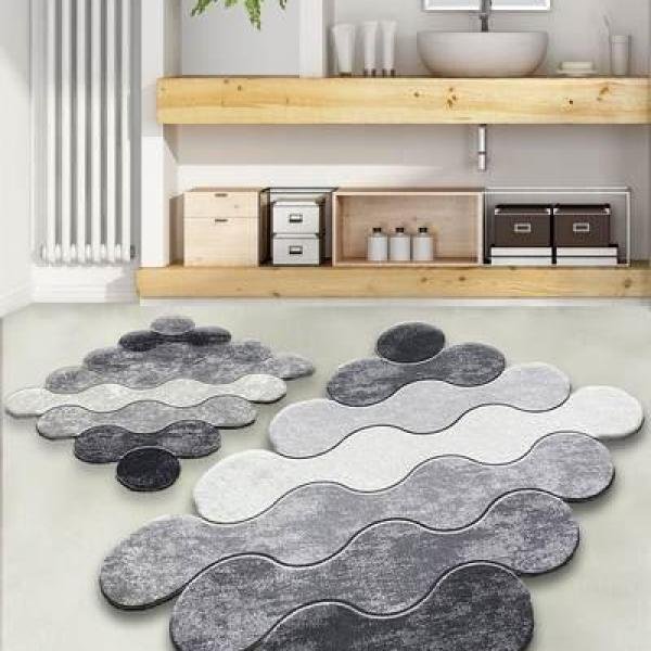 Chilai Home Circle Gri 2'li Set Banyo Halısı Djt